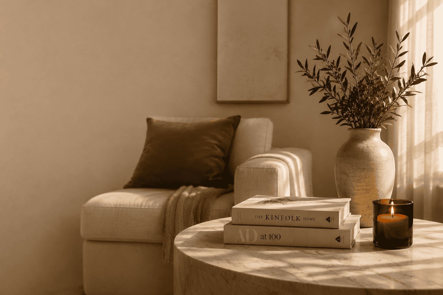 Armchair and round table detail