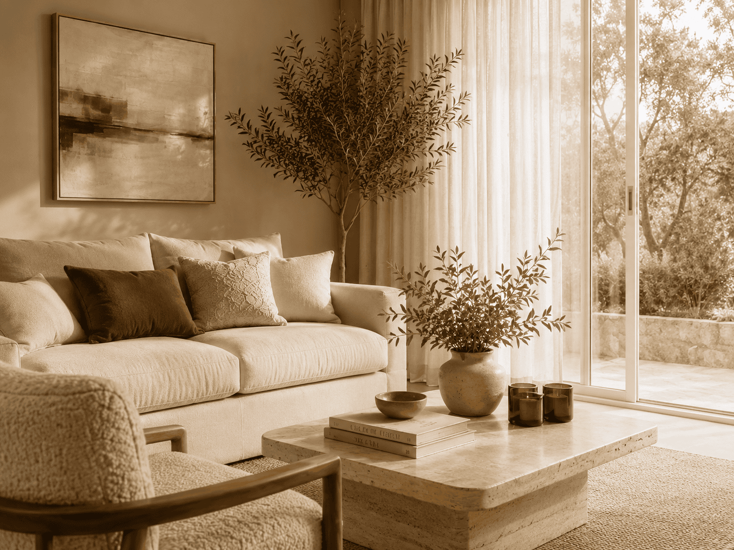 Living space with garden view